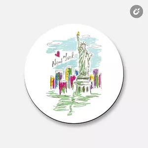 New York City Sketch USA | 4'' X 4'' Round Decorative Magnet - Picture 1 of 2