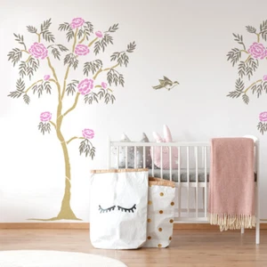 Japanese Blossom Tree Wall Stencil, Large Oriental Traditional Tree With Blossom - Picture 1 of 8