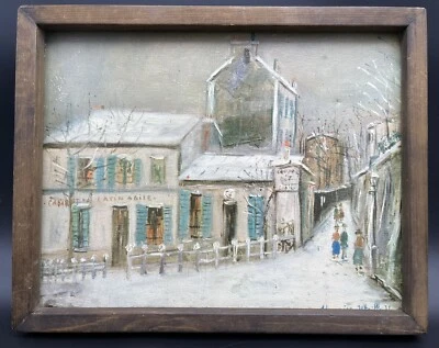 Vintage Maurice Utrillo's "Lapin Agile” 15" X 12" Wooden Frame - Image 1 of 4