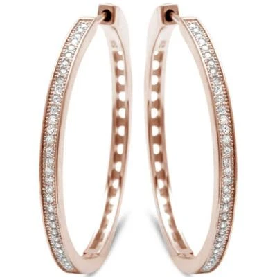 Pendientes de plata de ley .925 enchapados en oro rosa micropavé con circonitas cúbicas Foto 1 de 2