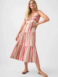 FAHERTY Lanai Kleid Leinen Baumwollmischung gestreift Boho ärmellos Gr. M NEU - Bild 1 von 5