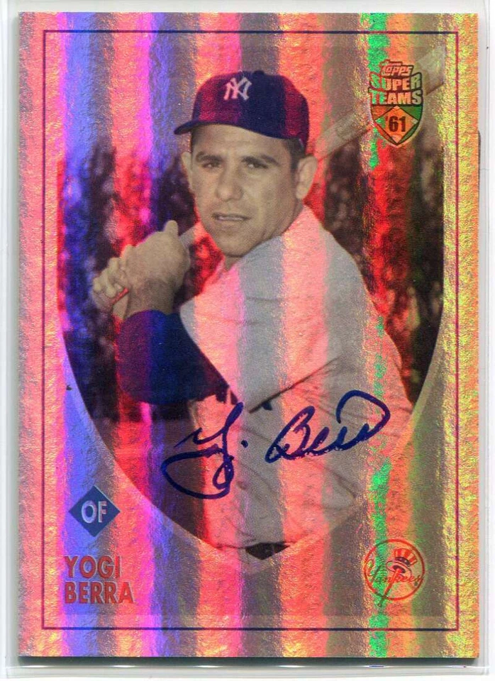 2002 Topps Super Teams Retrofractor 63 Yogi Berra 1804/1961 IP Auto COA Sticker - Image 1 of 1