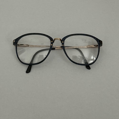 VTG New Europa Gold Metal& Blue Plastic 5th Avenue Eyeglass Frames 52 18 140