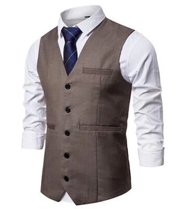 Men's Formal Suit Vest Business Dress Vest for Suit or Tuxedo - Picture 1 of 4