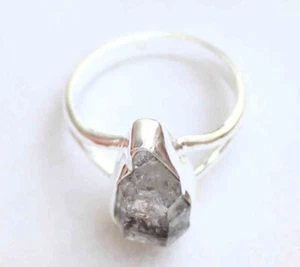 Anello Herkimer Diamante Naturale, Argento Sterling 925 Herkimer Diamante Cristallo - Foto 1 di 5