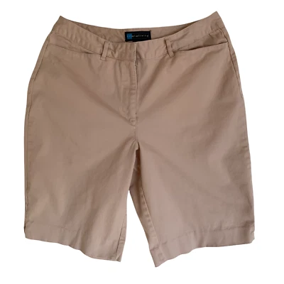 Relativity Womens Size 10 Casual Bermuda Shorts Walking Flat Front Beige *Read* - Image 1 of 4