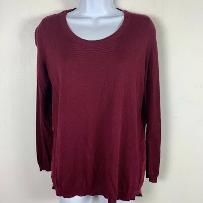 Top para mujer The Korner talla XS rojo manga larga cuello redondo mezcla de seda elástico  Foto 1 de 4