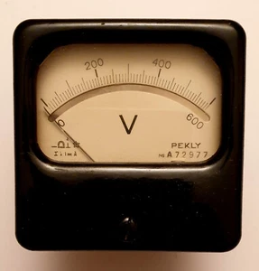 Galvanomètre PEKLY - Voltmètre 600v pleine échelle 2000 Ohm / volt - Photo 1 sur 2