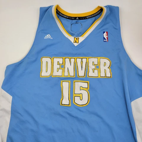 Adidas Denver Nuggets Blue Yellow Jersey #15 Anthony Size XL Cover