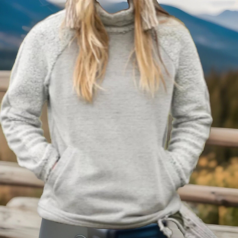 Prana Lockwood Sweater Pullover W23190871 Women Charcoal Heather Sz Sm- Pockets