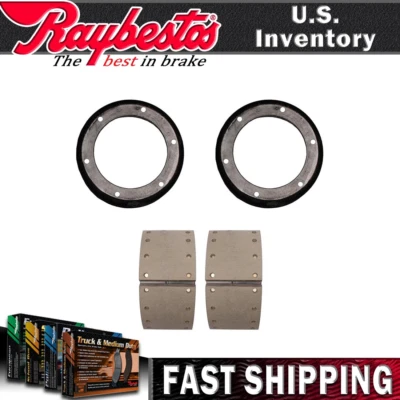 Kit traseiro Raybestos tambores de freio e sapatas de freio para 1990-1995 Ford CF8000 - Imagem 1 de 4