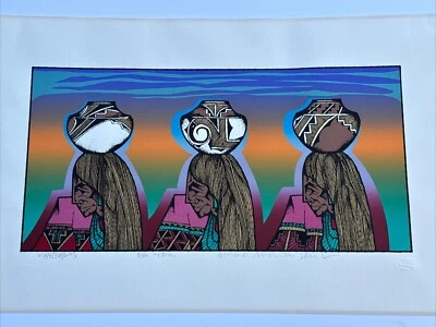 LITOGRAFÍA AMADO PENA RARO RETRATO INDIO NATIVO AMERICANO CON MACETAS FIRMADAS Foto 1 de 4