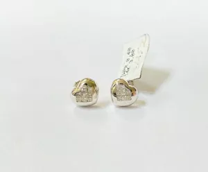 14K White Gold Heart Earrings with 0.40CTS Diamonds - Picture 1 of 5