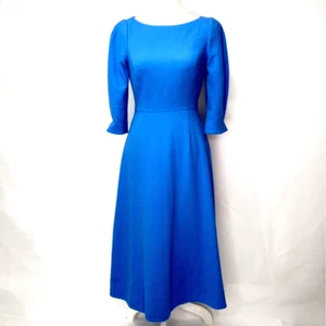 L. K. Bennett Womens Lemoni Hemmers Fit & Flare Dress Blue Midi Boat Neck 2 - Picture 1 of 12