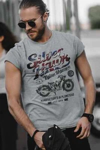 T-Shirt Silverhawk Motorrad Biker Union Jack britisch klassisch Vintage Geschenkidee - Bild 1 von 7