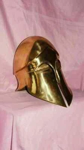 Antico Elmetto Medievale Greco Corinto Elmetto Spartano EUROPEO Ottone Massiccio - Foto 1 di 5