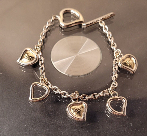 SAINT LAURENT (YSL) YVES SAINT LAURENT YSL Bracelet a breloque LOVE argent 925 signé vintage