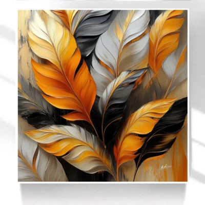 Leinwand Bild Blätter Natur Abstrakt Gemälde Wandbilder XXL Wohnzimmer 6375A - Bild 1 von 4