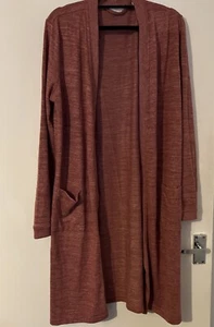 Fat Face Light Knit Long Cardigan Dusky Pink Slits & Pockets Size M - Picture 1 of 7