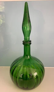 70er 70s VINTAGE DUNKLE FLASCHE GRÜN GLAS RUND GENIE BOTTLE - Bild 1 von 2