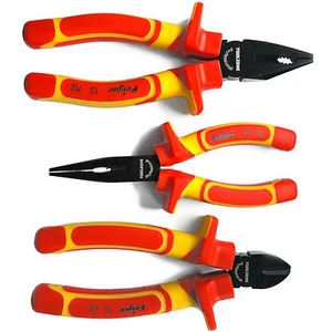 Insulated Plier Set. Pro VDE Combination Long Nose Pliers & Diagonal Cutter Set - Picture 1 of 6