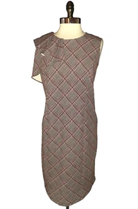 LIZ CLAIBORNE Size XL Shift Dress Black Red White Plaid Sleeveless Stretch - Picture 1 of 5