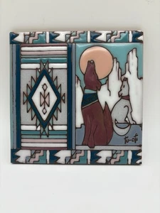 Vintage 1990 Earthtones the Serenading Coyotes Ceramic Tile Terra Cotta. T10 - Picture 1 of 11