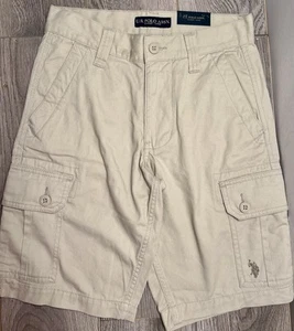 U.S. Polo Assn Cargo Pockets Casual Hiking Shorts Khaki Tan Men's Waist 28 New - Picture 1 of 10