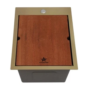 Workstation Ledge Topmount/Drop-in Single Bowl Gold Matte Stainless Steel Kit... - Picture 1 of 7