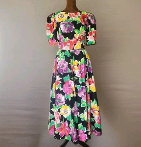 Vintage Misty Lane Dress Size 5/6 Floral Full Bow Back Formal Party Spring 80s - Picture 1 of 10