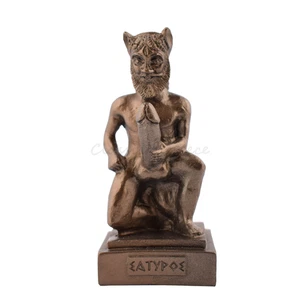 Statue Griechische Mythologie Satyr Akt Alabaster 5,12" - 13 cm Metallguss Oberfläche - Bild 1 von 10