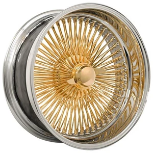 20x8" LA Wire Wheels Reverse 150-Spoke Straight Lace Gold/Chrome(1pc) (A01) - Picture 1 of 4