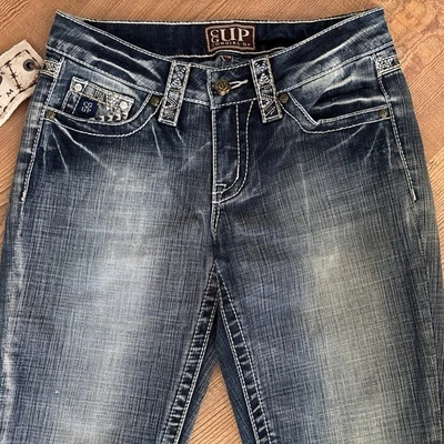 Cowgirl Up Embroidered Sequin Rhinestone Skinny Jeans 27/36 NWT - Image 1 of 4