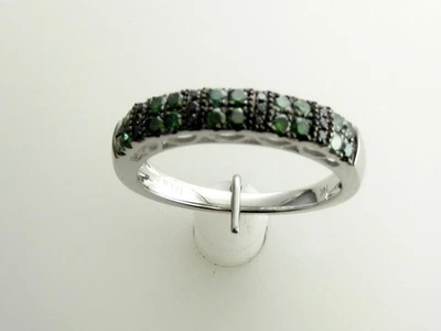 LeVian 14K White Gold 0.46 cts Black Green Diamond Band Ring for Women Size 6.5 - Image 1 of 4