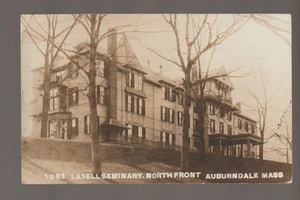 Auburndale MASSACHUSETTS RPPC 1909 LASELL SEMINARY North Front MA - Picture 1 of 2