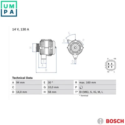 ALTERNATOR 0 986 049 221 FOR TOYOTA ESTIMA/PREVIA VERSO/SPORTVAN/AVENSIS RAV - Image 1 of 4