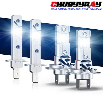 H1 H7 Combo LED Headlight High Low Beam Bulbs Kit Super Bright Cool White 6000K - Image 1 of 4