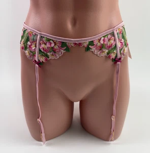 Victoria Secret Floral Embroidered Garter Belt  Multicolor  Size M/L  NWT - Picture 1 of 10