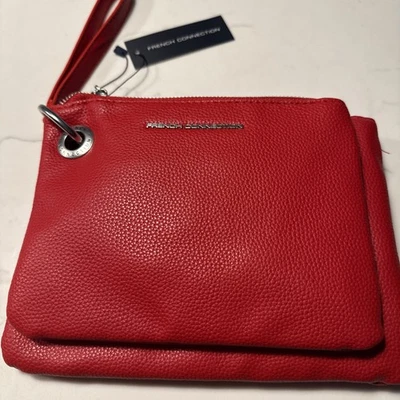 French Connection Lara Pebble Double Slim Pouches Wristlet Red FCWH24210 - Image 1 of 4