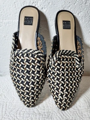 Mulas planas de cuero tejido WHBM White House Black Market 7,5 Foto 1 de 4