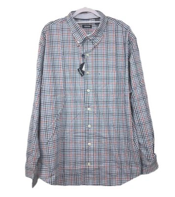 New Izod Performance Comfort Oxford Mens Long Sleeve Plaid Shirt 2XLT Blue Red - Image 1 of 4