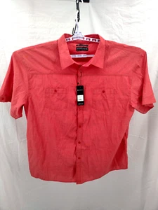 9K Clothing Button Shirt Mens 3XL Red Short Sleeve Double Pocket XXXL Up Oxford - Picture 1 of 12