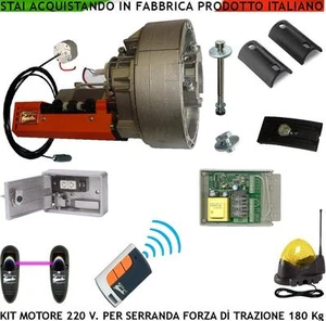 SARACINESCA KIT AUTOMATISMO SERRANDA 180 KG MOTORE 220 V 1 RAD 1 CENTR FOT LAM - Foto 1 di 1