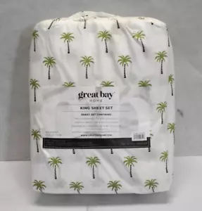Great Bay Home Coastal King Microfiber Sheet Set With Pillowcases Newport - Picture 1 of 6
