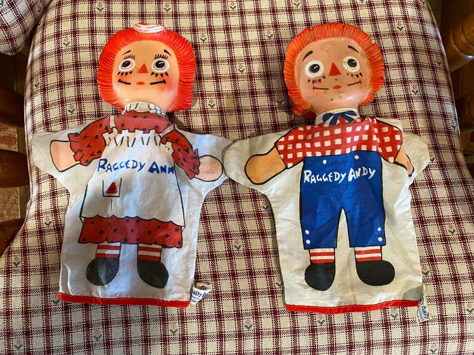 Bobbs Merrill C Por Gund/Raggedy Ann & Andy Marioneta de Mano Cara de Goma De Colección Foto 1 de 1