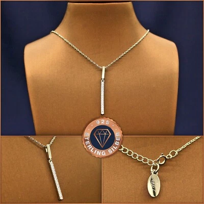 Zirkonia-Stab-Halskette, echt 925 Sterling-Silber im Etui, Weihnachtsgeschenk - Bild 1 von 4