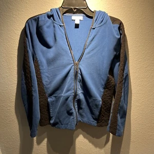Charter Club Petite Women’s PL Blue Black Hoodie - Picture 1 of 7