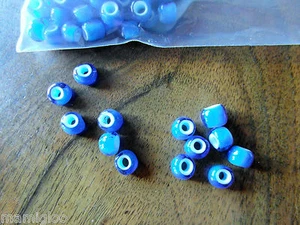 50 grammes perles verre bleu et blanche#pearls - Picture 1 of 1