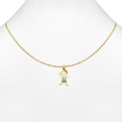 Ciondolo Charm Bambina Fiocco Oro 14KT Tricolore Real Catena Valentino