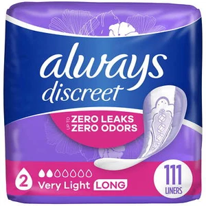 Always Discreet Incontinence Liners, Very Light Long, 111 CT,1.15 lb - Picture 1 of 10